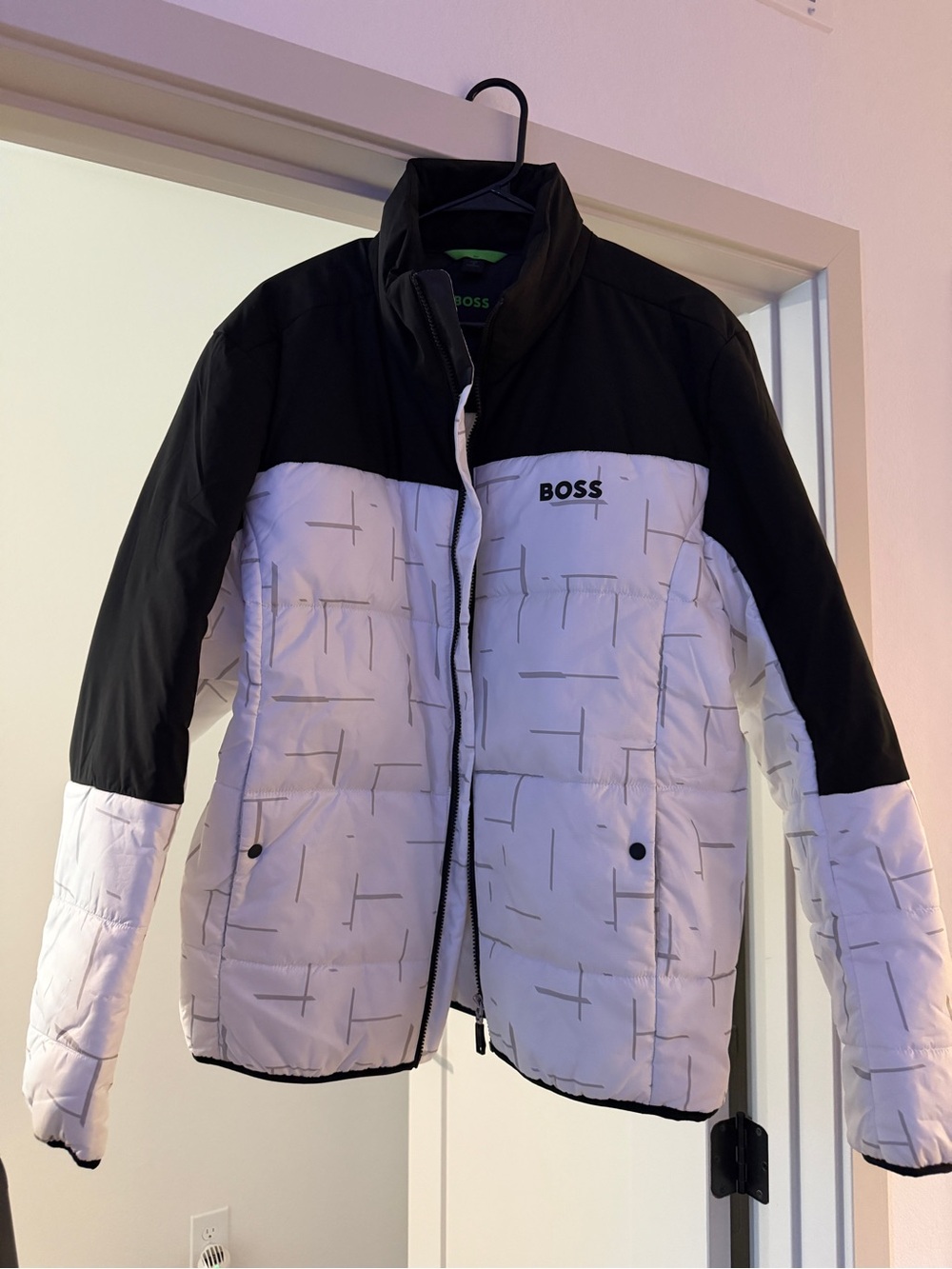 BOSS Black & White Quilted Puffer Jacket